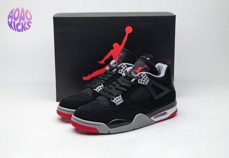 Air Jordan 4 Retro Bred 2019 black and red bull basketball shoes couple models SIZE: 40-50.5