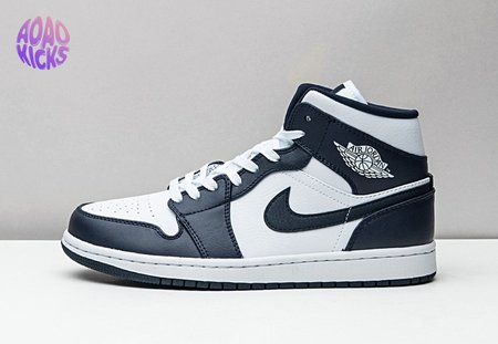 Jordan 1 Mid White Metallic Gold Obsidian 554724-174